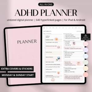 ADHD Planner, Digital ADHD Planner for iPad & Android, GoodNotes Planner, ADHD Daily, Weekly, Monthly Calendar, Notability Journal 2025 2026